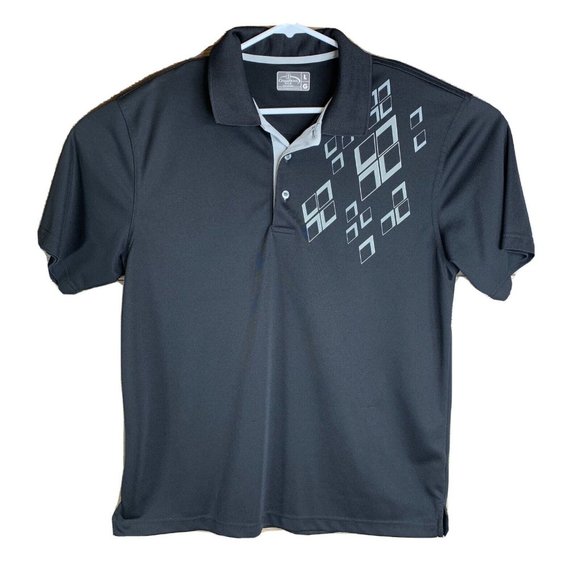 Champions Tour Polo Golf Shirt Mens Large Black with Diamond Design Short Sleeve - Picture 1 of 13